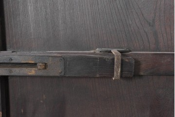 アンティーク建具　明治から大正期　総欅(ケヤキ)材　欅の木目が引き立つ門扉2枚(1対)セット　(R-086482)