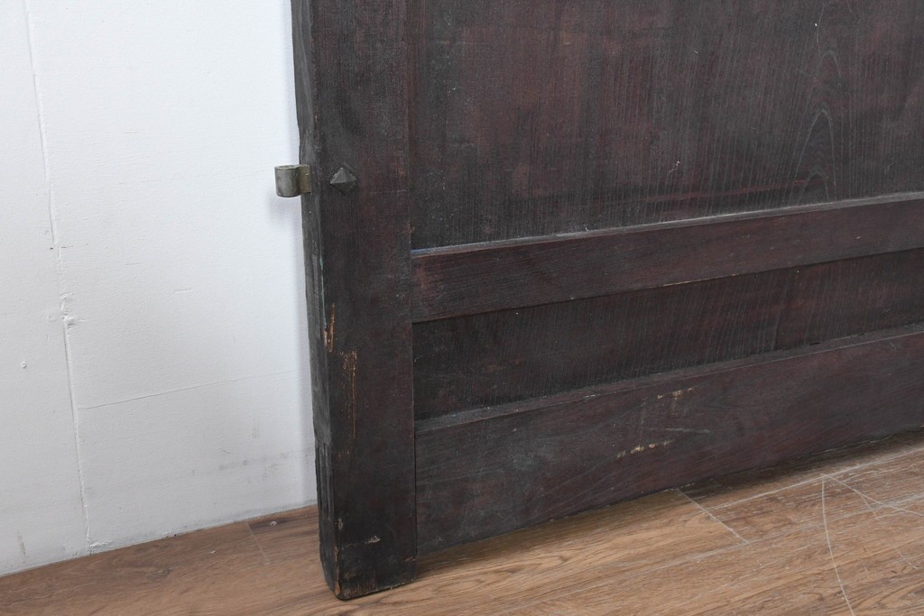 アンティーク建具　明治から大正期　総欅(ケヤキ)材　欅の木目が引き立つ門扉2枚(1対)セット　(R-086482)