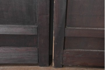 アンティーク建具　明治から大正期　総欅(ケヤキ)材　欅の木目が引き立つ門扉2枚(1対)セット　(R-086482)