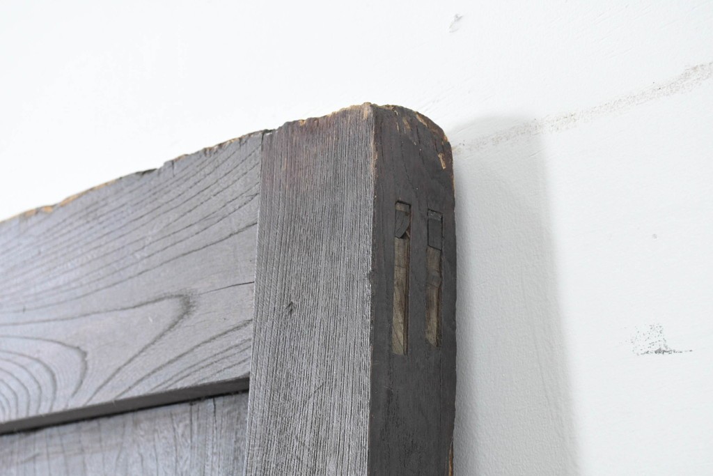 アンティーク建具　明治から大正期　総欅(ケヤキ)材　欅の木目が引き立つ門扉2枚(1対)セット　(R-086482)