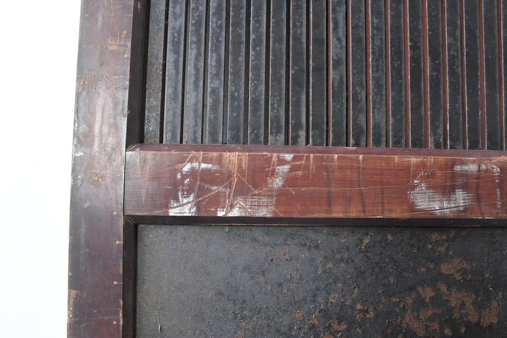 アンティーク建具　明治から大正期　上手物!　重厚な鉄板張りの大振り蔵戸1枚　(R-086489)