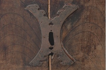 アンティーク建具　明治から大正期　総欅(ケヤキ)材　細やかな格子と素朴な佇まいが味わい深い格子蔵戸1枚　(R-086490)