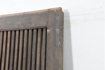 アンティーク建具　明治から大正期　木味の良い素朴な風合いと細格子が趣深いガラス入り格子蔵戸1枚　(R-086491)