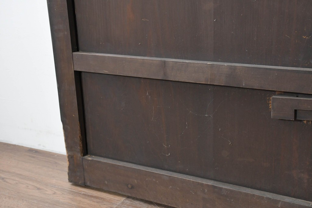 アンティーク建具　明治から大正期　木味の良い素朴な風合いと細格子が趣深いガラス入り格子蔵戸1枚　(R-086491)