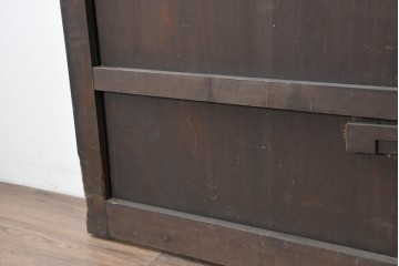 アンティーク建具　明治から大正期　木味の良い素朴な風合いと細格子が趣深いガラス入り格子蔵戸1枚　(R-086491)