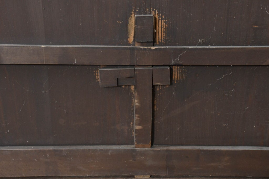 アンティーク建具　明治から大正期　木味の良い素朴な風合いと細格子が趣深いガラス入り格子蔵戸1枚　(R-086491)