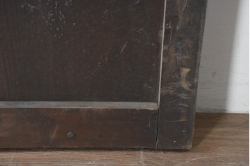 アンティーク建具　明治から大正期　木味の良い素朴な風合いと細格子が趣深いガラス入り格子蔵戸1枚　(R-086491)