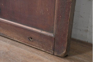 アンティーク建具　明治から大正期　上手物!　総欅(ケヤキ)材　格子と金網の組み合わせが趣ある狐格子蔵戸1枚　(R-086492)