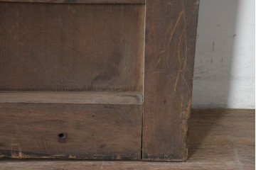 アンティーク建具　明治から大正期　上手物!　総欅(ケヤキ)材　格子と金網の組み合わせが趣ある狐格子蔵戸1枚　(R-086492)