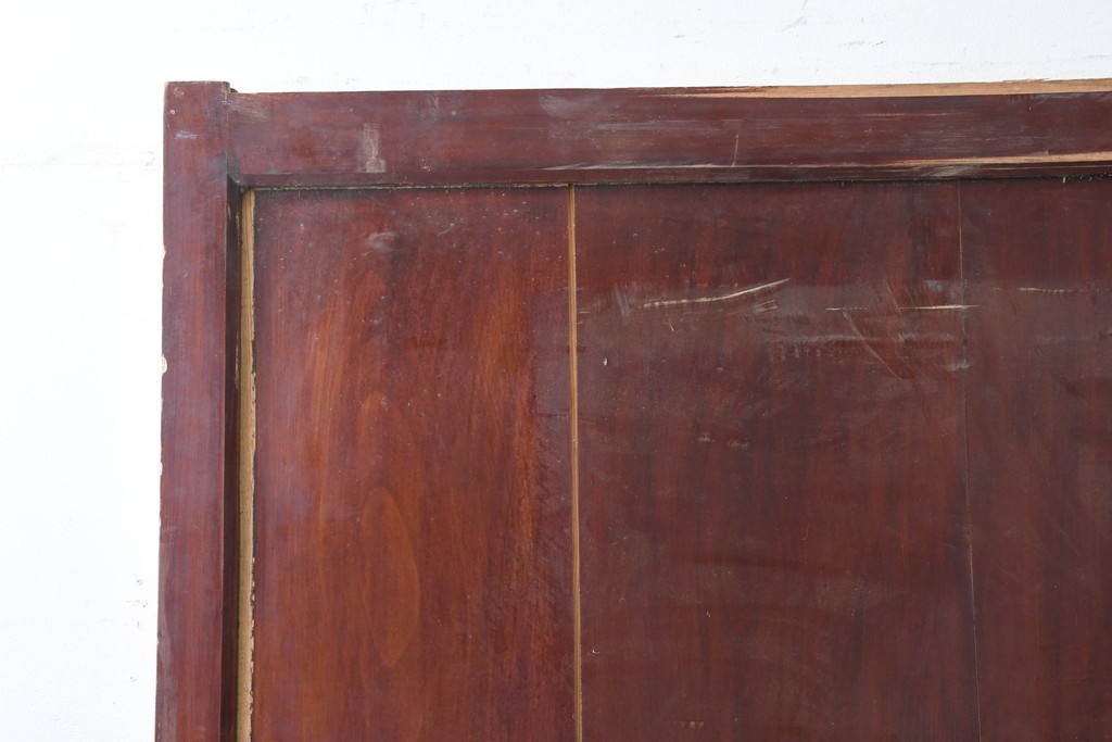 アンティーク建具　明治から大正期　落ち着いた漆塗りの風合いと重厚な金具が印象的な幅広蔵戸1枚　(R-086495)