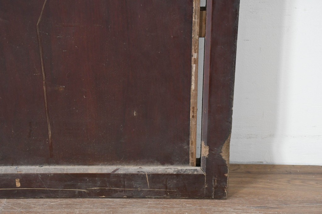 アンティーク建具　明治から大正期　漆塗り　風格ある佇まいの蔵戸1枚　(R-086499)