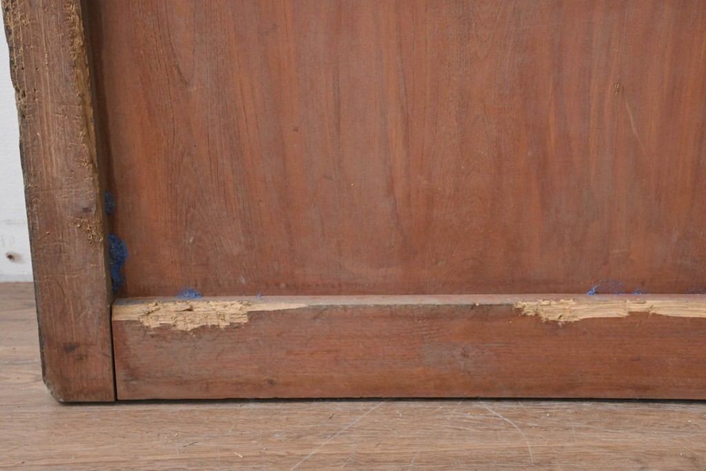 アンティーク建具　明治から大正期　狐格子と金網の組み合わせが趣深い蔵戸1枚　(R-086501)