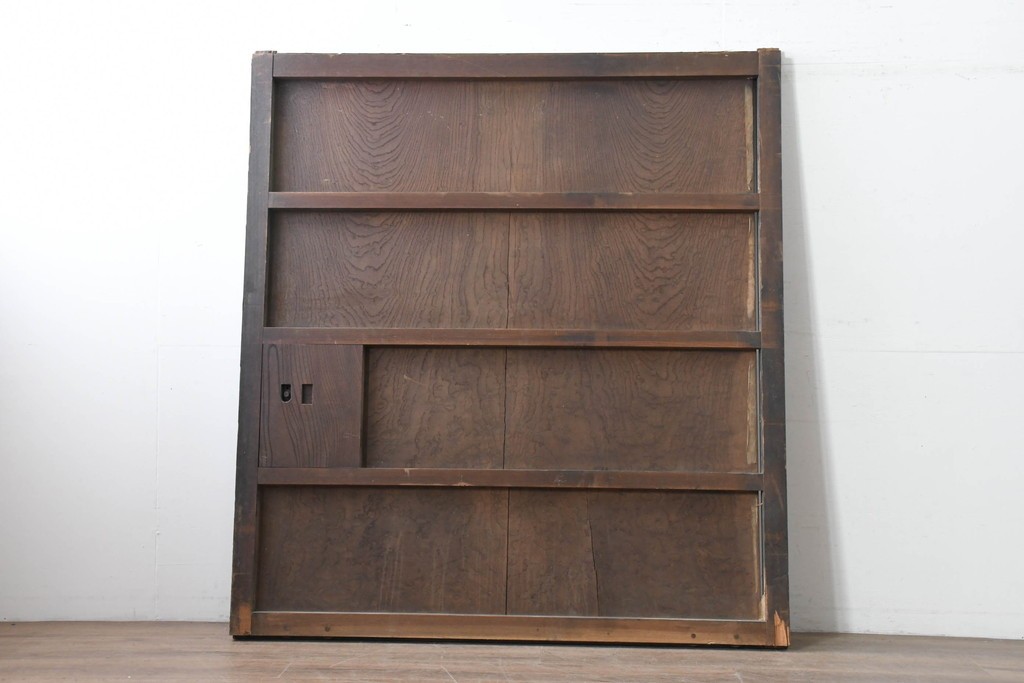 アンティーク建具　明治期　総欅(ケヤキ)材　博物館クラスの逸品!　玉杢が見事な蔵戸1枚　(R-086502)