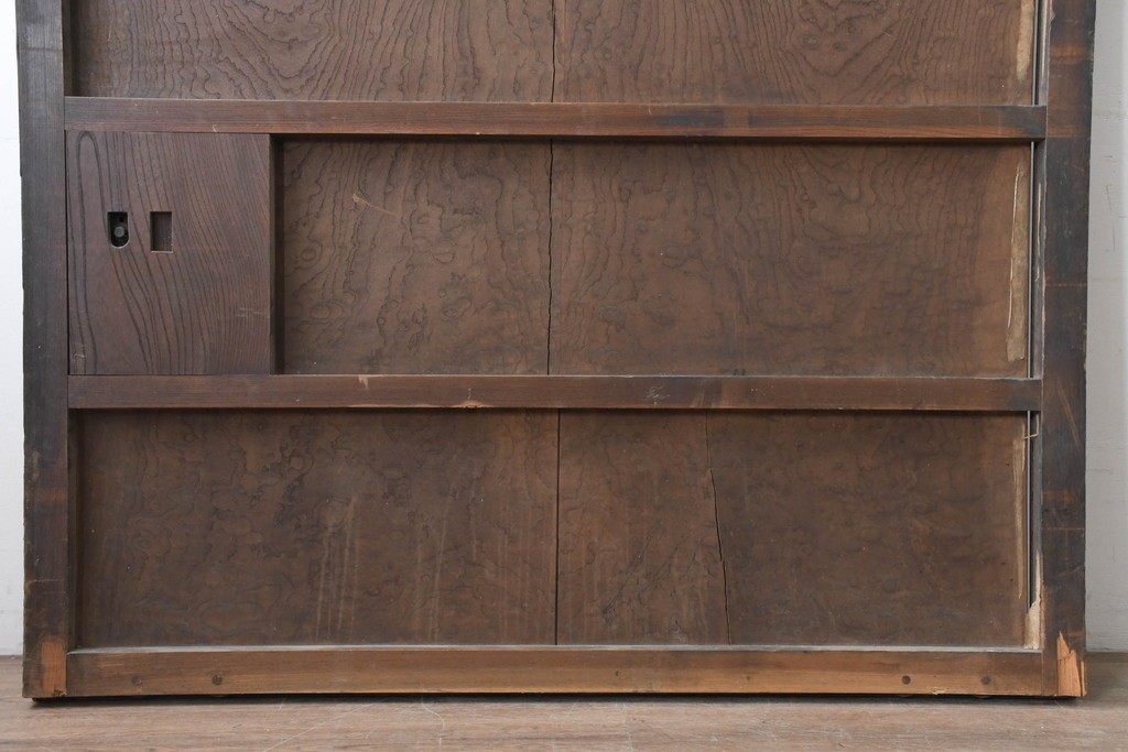 アンティーク建具　明治期　総欅(ケヤキ)材　博物館クラスの逸品!　玉杢が見事な蔵戸1枚　(R-086502)