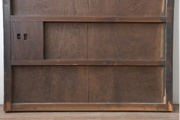 アンティーク建具　明治期　総欅(ケヤキ)材　博物館クラスの逸品!　玉杢が見事な蔵戸1枚　(R-086502)