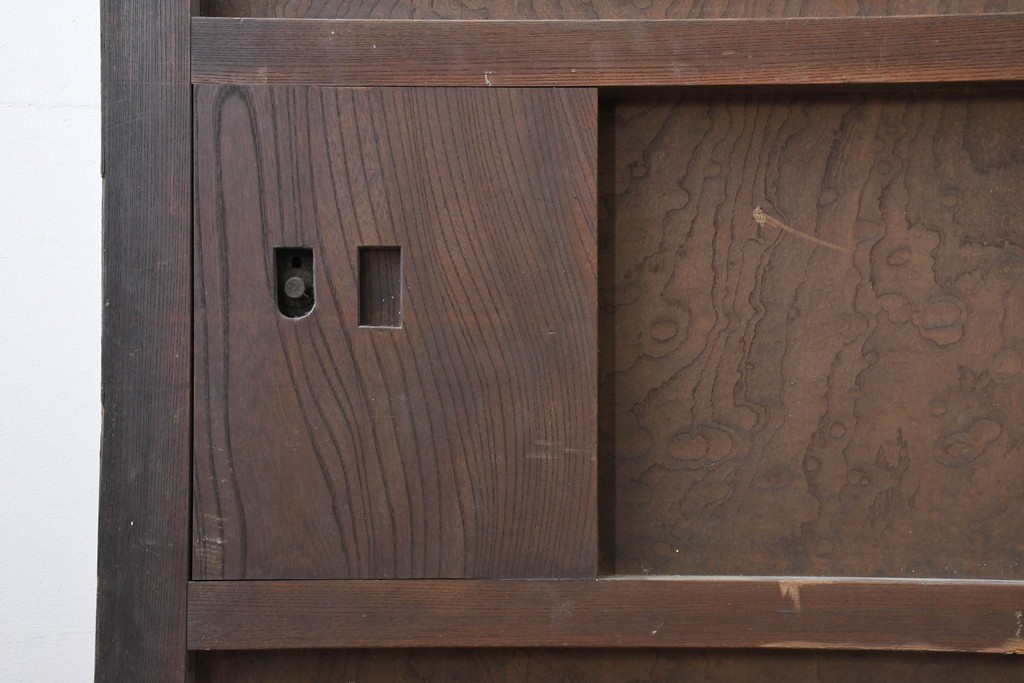 アンティーク建具　明治期　総欅(ケヤキ)材　博物館クラスの逸品!　玉杢が見事な蔵戸1枚　(R-086502)