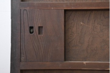 アンティーク建具　明治期　総欅(ケヤキ)材　博物館クラスの逸品!　玉杢が見事な蔵戸1枚　(R-086502)