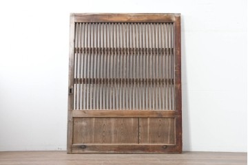 アンティーク建具　明治から大正期　木味が際立つ格子蔵戸1枚　(R-086503)