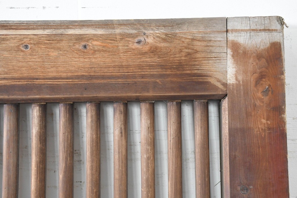 アンティーク建具　明治から大正期　木味が際立つ格子蔵戸1枚　(R-086503)