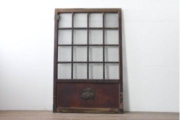 アンティーク建具　明治から大正期　きつね格子の意匠が美しい蔵戸1枚　(R-086505)