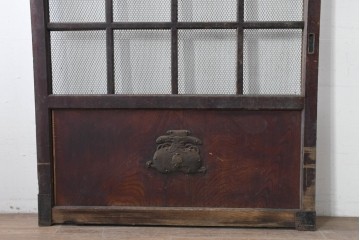 アンティーク建具　明治から大正期　きつね格子の意匠が美しい蔵戸1枚　(R-086505)