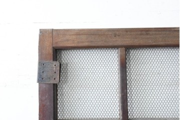 アンティーク建具　明治から大正期　きつね格子の意匠が美しい蔵戸1枚　(R-086505)