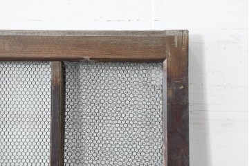 アンティーク建具　明治から大正期　きつね格子の意匠が美しい蔵戸1枚　(R-086505)