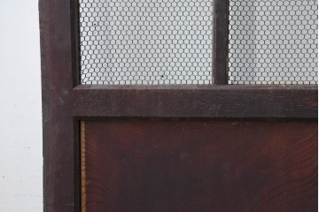 アンティーク建具　明治から大正期　きつね格子の意匠が美しい蔵戸1枚　(R-086505)
