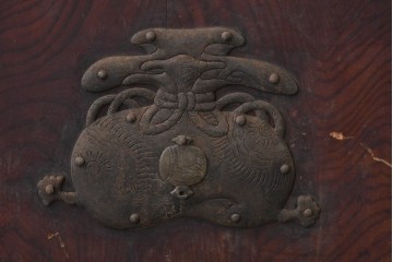 アンティーク建具　明治から大正期　きつね格子の意匠が美しい蔵戸1枚　(R-086505)