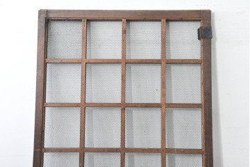 アンティーク建具　明治から大正期　きつね格子の意匠が美しい蔵戸1枚　(R-086505)