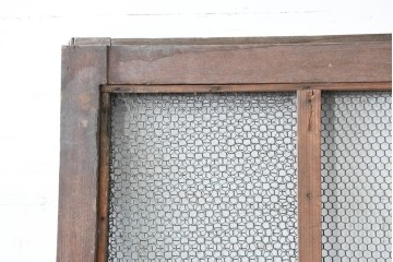 アンティーク建具　明治から大正期　きつね格子の意匠が美しい蔵戸1枚　(R-086505)