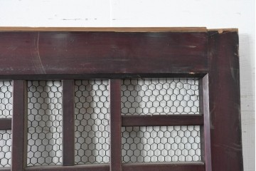 アンティーク建具　明治から大正期　希少デザイン!　漆塗り　優美に連なる幾何学格子が魅力のくぐり戸1枚　(R-086506)