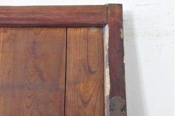 アンティーク建具　明治期　檜(ヒノキ)材・欅(ケヤキ)材　彫刻(鳳凰)入り金具が目を惹く重厚な庄内蔵戸1枚　(R-086507)