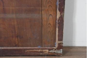 アンティーク建具　明治期　檜(ヒノキ)材・欅(ケヤキ)材　彫刻(鳳凰)入り金具が目を惹く重厚な庄内蔵戸1枚　(R-086507)
