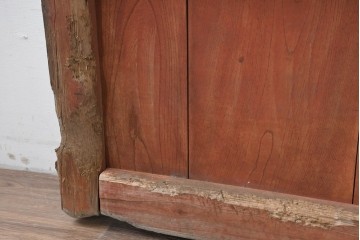 アンティーク建具　明治期　檜(ヒノキ)材・欅(ケヤキ)材　彫刻(鳳凰)入り金具が目を惹く重厚な庄内蔵戸1枚　(R-086507)
