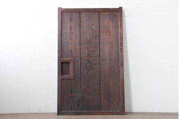 アンティーク建具　明治から大正期　栗(クリ)材の波打つ木目が美しい蔵戸1枚　(R-086516)