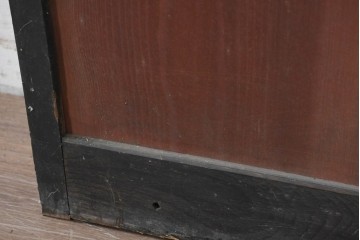 アンティーク建具　明治から大正期　縦桟×鋲打ちにツートンカラーが渋い格子蔵戸1枚　　(R-086522)