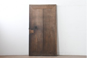 アンティーク建具　明治から大正期　栗材　モダンデザイン　框のないシンプルな蔵戸1枚　(R-086524)