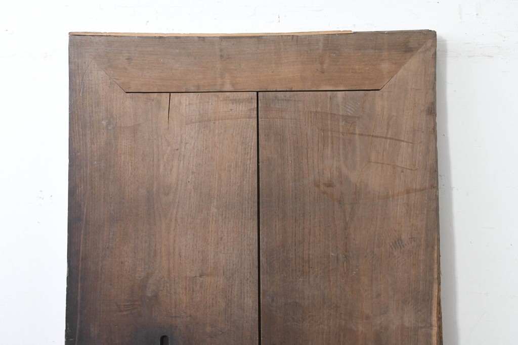 アンティーク建具　明治から大正期　栗材　モダンデザイン　框のないシンプルな蔵戸1枚　(R-086524)