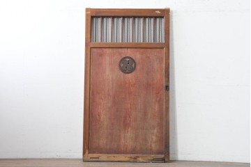 アンティーク建具　明治から大正期　希少デザイン!!　鉄格子に金網入りの重厚な蔵戸1枚　　(R-086527)