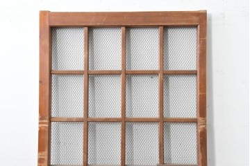 アンティーク建具　明治から大正期　素朴で味わいのある金網入りきつね格子蔵戸1枚　　(R-086528)