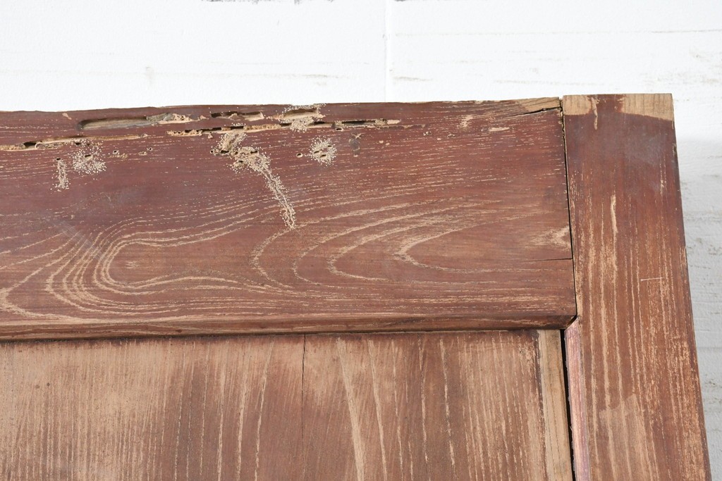 アンティーク建具　明治から大正期　超激レア!　総欅(ケヤキ)材　財を守る獅子面意匠金具が圧倒的な存在感を放つ蔵戸1枚　(R-086531)