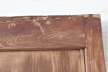 アンティーク建具　明治から大正期　超激レア!　総欅(ケヤキ)材　財を守る獅子面意匠金具が圧倒的な存在感を放つ蔵戸1枚　(R-086531)