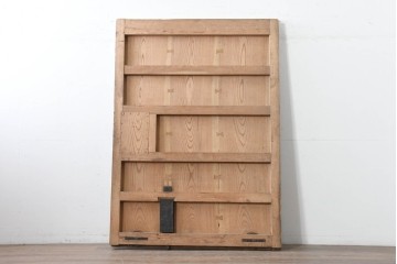 アンティーク建具　明治から大正期　超激レア!　総欅(ケヤキ)材　財を守る獅子面意匠金具が圧倒的な存在感を放つ蔵戸1枚　(R-086531)