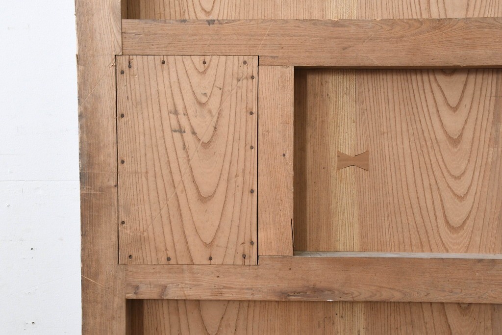 アンティーク建具　明治から大正期　超激レア!　総欅(ケヤキ)材　財を守る獅子面意匠金具が圧倒的な存在感を放つ蔵戸1枚　(R-086531)