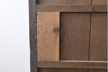 アンティーク建具　明治から大正期　珍品!　総欅(ケヤキ)材　両側にある錠前金具が重厚な趣を添える蔵戸1枚　(R-086532)