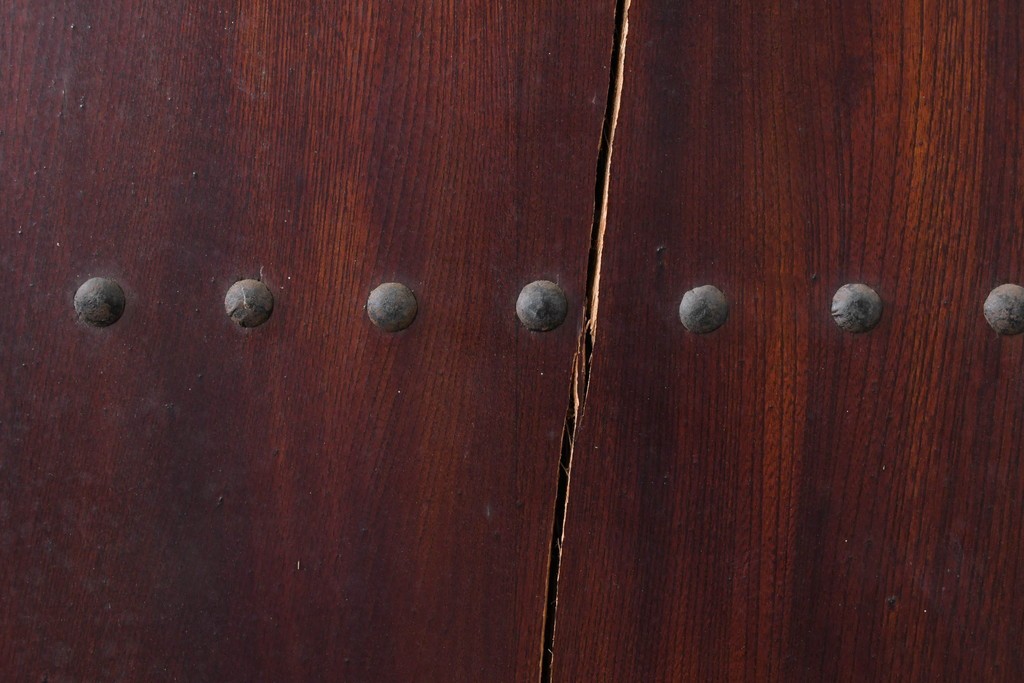 アンティーク建具　明治から大正期　欅材の趣深い風合いが魅力的な背の低い蔵戸1枚　(R-086538)