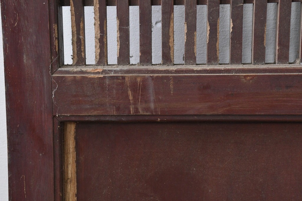 アンティーク建具　明治から大正期　細やかな格子が美しい幅広格子蔵戸1枚　(R-086543)