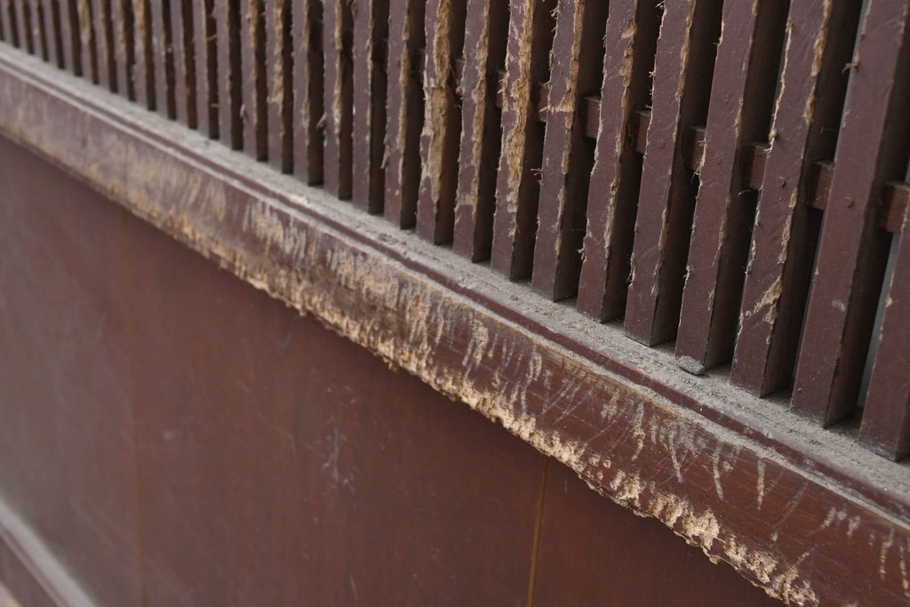 アンティーク建具　明治から大正期　細やかな格子が美しい幅広格子蔵戸1枚　(R-086543)