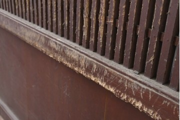 アンティーク建具　明治から大正期　細やかな格子が美しい幅広格子蔵戸1枚　(R-086543)